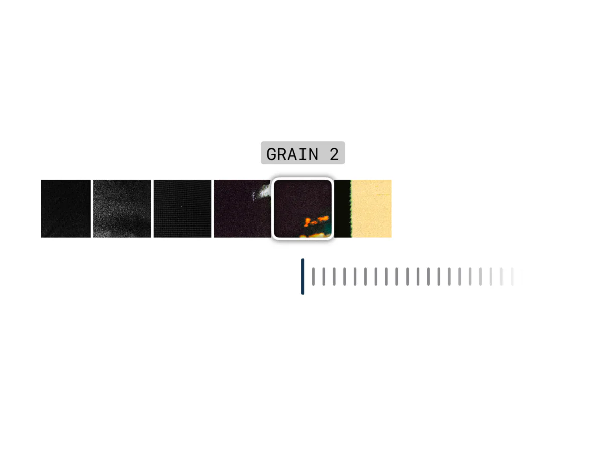 The same photo with paper and film-grain finishes
